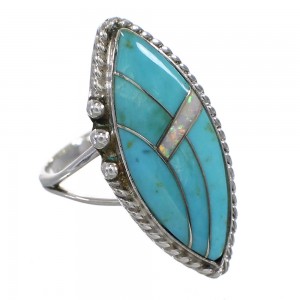 Sterling Silver Opal Turquoise Southwest Ring Size 8-1/2 YX87932