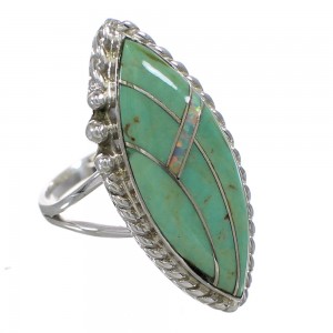 Southwest Turquoise Opal And Sterling Silver Ring Size 7-1/4 YX88838