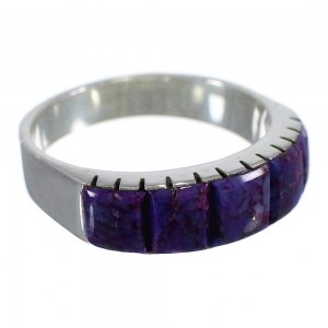 Authentic Sterling Silver Magenta Turquoise Inlay Southwest Ring Size 6-1/4 AX88683