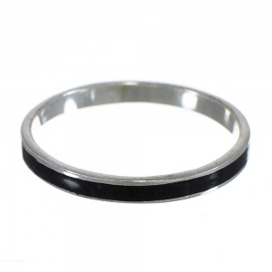 Sterling Silver Jet Inlay Stackable Ring Size 5-1/4 AX89030