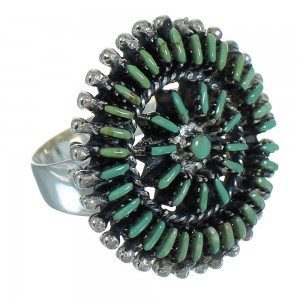 Southwest Silver Turquoise Needlepoint Ring Size 6 QX87064