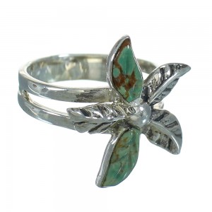 Authentic Sterling Silver Flower Turquoise Ring Size 8-1/2 RX88071