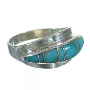 Sterling Silver Turquoise Inlay Ring Size 5-1/2 FX91669