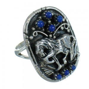 Lapis Silver Horse Southwest Ring Size 6 AX88410