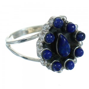 Authentic Sterling Silver Jewelry Lapis Southwestern Ring Size 4-1/2 AX88430