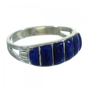 Southwest Lapis Genuine Sterling Silver Inlay Ring Size 5-1/2 FX90313