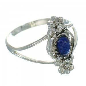 Southwestern Lapis Silver Flower Ring Size 5-1/4 YX89673