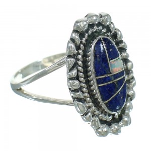 Opal And Lapis Genuine Sterling Silver Southwestern Ring Size 5-1/4 AX88174
