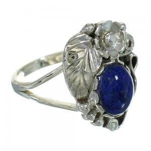 Lapis Southwest Silver Flower Ring Size 7-1/2 AX88215