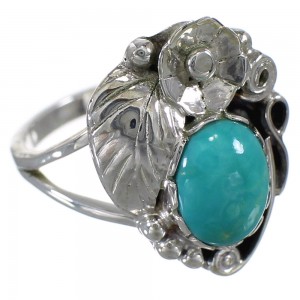 Turquoise Sterling Silver Flower Ring Size 5 AX88233