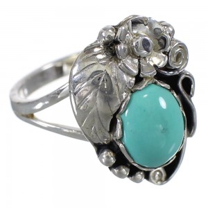 Turquoise Genuine Sterling Silver Flower Ring Size 6 AX88234