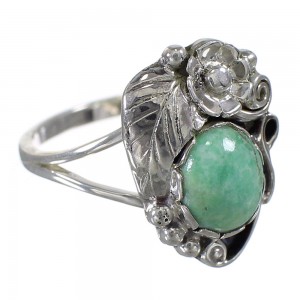 Southwestern Turquoise Sterling Silver Flower Ring Size 7-1/4 AX88242