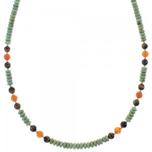 Native American Multicolor And Sterling Silver Bead Necklace RX85910