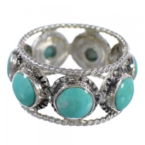 Southwest Turquoise Sterling Silver Ring Size 7-1/4 YX94006