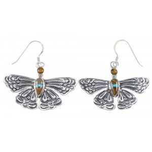 Southwestern Multicolor Sterling Silver Butterfly Earrings DW73017