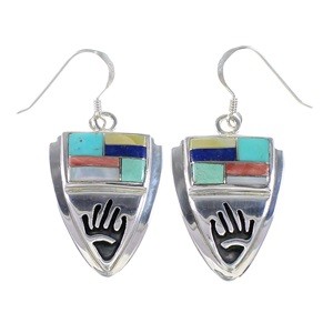 Multicolor Sterling Silver Jewelry Southwest Hook Earrings YS73235