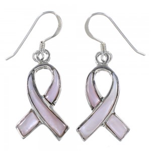 Pink Shell Ribbon Sterling Silver Hook Dangle Earrings KX94360