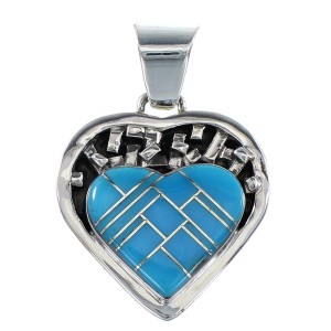 Turquoise Heart Inlay Sterling Silver Slide Pendant AW70881