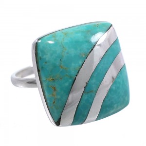 Southwestern Turquoise Genuine Sterling Silver Ring Size 7-1/4 BW64354