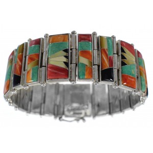 Multicolor Sterling Silver Whiterock Jewelry Link Bracelet YS69837