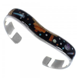Native American Mesa Design Multicolor Inlay Cuff Bracelet GS58004