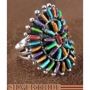 Multicolor Turquoise Genuine Sterling Silver Ring Size 5-1/4 AS36272