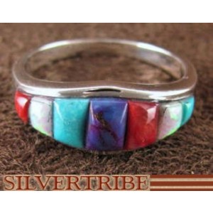 Sterling Silver Turquoise Multicolor Jewelry Ring Size 5-3/4 RS37131 