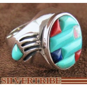 Sterling Silver Turquoise Multicolor Bear Paw Ring Size 9-3/4 RS37512