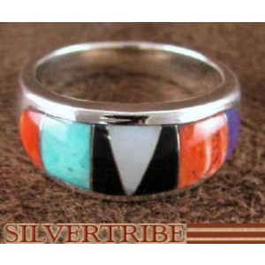 Turquoise Multicolor Genuine Sterling Silver Ring Size 5-3/4 DS38144