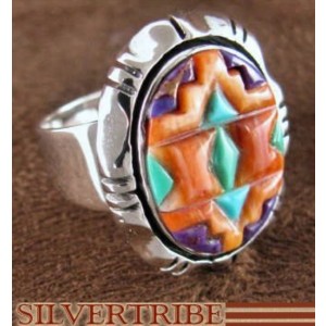 Sterling Silver Jewelry Turquoise Multicolor Ring Size 6-1/2 DS38826