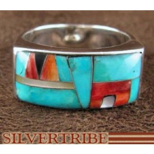 Red Oyster Shell Multicolor Sterling Silver Ring Size 8-1/2 AS41334