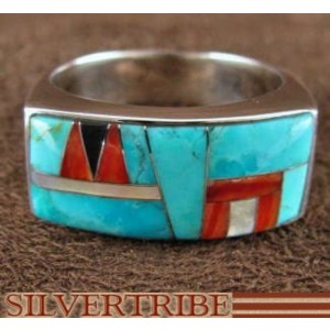 Multicolor And Turquoise Sterling Silver Ring Size 7-1/2 AS41342