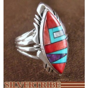 Sterling Silver Multicolor Magenta Turquoise Ring Size 6-3/4 RS41229 