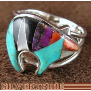 Oyster Shell Multicolor Sterling Silver Bear Ring Size 6-1/2 AS43273