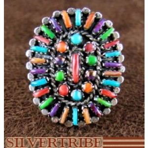 Genuine Sterling Silver Jewelry Multicolor Ring Size 5-1/4 RS47143