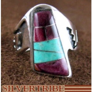 Turquoise Purple Oyster Shell Sterling Silver Ring Size 5-1/4 HS46870 
