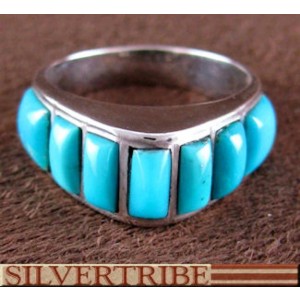 Southwest Turquoise Jewelry Inlay Ring Size 5-3/4 GS55966