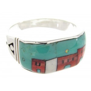 Multicolor Native American Village Design Jewelry Ring Size 11 YS62243