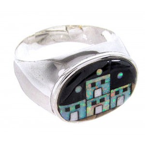 Silver Native American Village Design Ring Size 12-1/2 AW67244