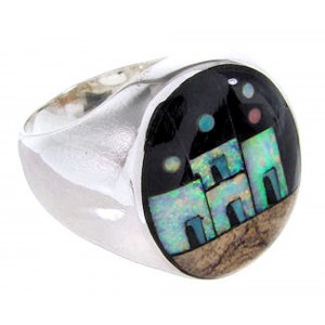 Multicolor Silver Native American Design Ring Size 12-1/2 YS66999 