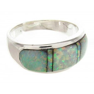 Southwest Opal Inlay Silver Ring Size 7-1/2 TX42395