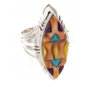 Southwest Silver Multicolor Ring Size 6-1/2 Jewelry GS58770