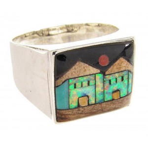 Native American Village Design Multicolor Ring Size 11-3/4 YS66799