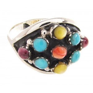 Multicolor Southwestern Sterling Silver Ring Size 5 PS58079