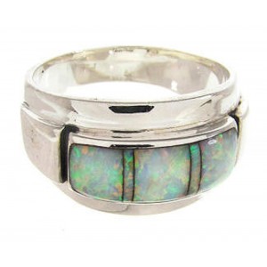 Sterling Silver And Opal Inlay Jewelry Ring Size 7-1/4 AW67983
