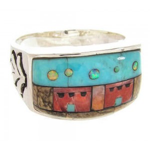 Native American Design Multicolor Jewelry Ring Size 9-3/4 YS67284