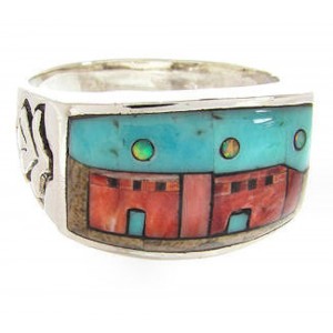 Native American Design Jewelry Multicolor Ring Size 9-3/4 YS67287