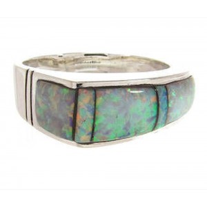 Sterling Silver Southwesten Opal Inlay Ring Size 8 YS58861