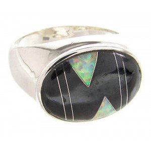 Black Jade Opal Inlay Southwestern Ring Size 9-1/2 BS58902