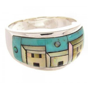 Multicolor Native American Pueblo Design Ring Size 8-1/2 JW65851